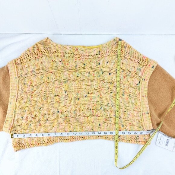 Honey Cable Knit Pullover Sweater in Honeycomb Combo Free People Small  NWT - Picture 9 of 10